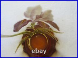 Vase Art Nouveau ou grand verre ambre émaillé Legras Iris bleu Vase Art Nouveau ou grand verre ambre émaillé Legras Iris bleu