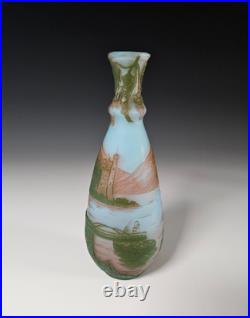 Vase Art Nouveau signé DEVEZ Pantin verre multicouche gravé à l'acide 17 cm