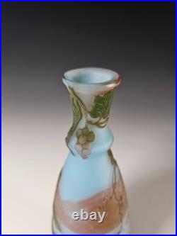 Vase Art Nouveau signé DEVEZ Pantin verre multicouche gravé à l'acide 17 cm