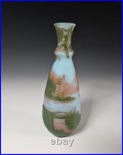 Vase Art Nouveau signé DEVEZ Pantin verre multicouche gravé à l'acide 17 cm