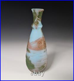 Vase Art Nouveau signé DEVEZ Pantin verre multicouche gravé à l'acide 17 cm