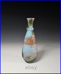 Vase Art Nouveau signé DEVEZ Pantin verre multicouche gravé à l'acide 17 cm