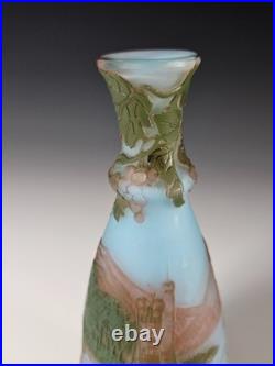 Vase Art Nouveau signé DEVEZ Pantin verre multicouche gravé à l'acide 17 cm