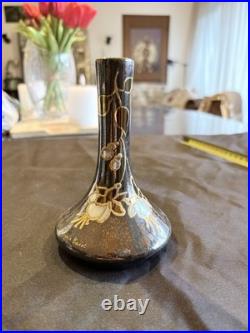 Vase Art Nouveau signé Michèle Caoët 1900 lustre irisé dorure japonisant