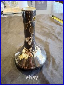 Vase Art Nouveau signé Michèle Caoët 1900 lustre irisé dorure japonisant