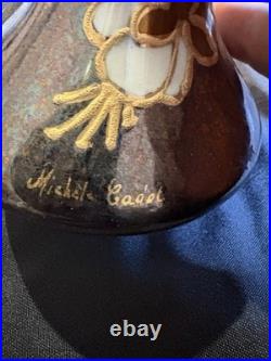 Vase Art Nouveau signé Michèle Caoët 1900 lustre irisé dorure japonisant