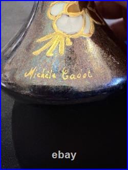 Vase Art Nouveau signé Michèle Caoët 1900 lustre irisé dorure japonisant