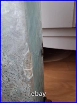 Vase Art Nouveau verre givré décor Fleur doré bleu gravé a l'acide Baccarat 26cm