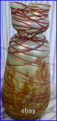 Vase Art Nouveau verre irisé trilobe Pallme Conige & Abbel Kralik
