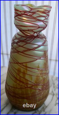 Vase Art Nouveau verre irisé trilobe Pallme Conige & Abbel Kralik
