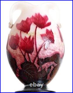 Vase Aux Cyclamens signé André Delatte Nancy Art Nouveau