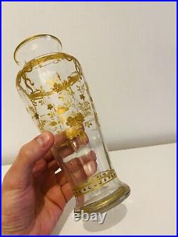 Vase Baccarat en Cristal décor OR 19ème 20cm RARE