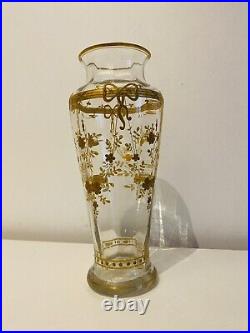 Vase Baccarat en Cristal décor OR 19ème 20cm RARE