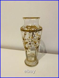 Vase Baccarat en Cristal décor OR 19ème 20cm RARE