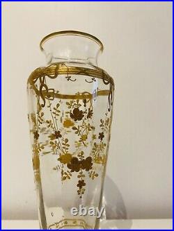 Vase Baccarat en Cristal décor OR 19ème 20cm RARE