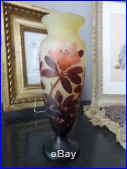 Vase Balustre Galle Art Nouveau 1900 Cameo Etched Glass Tbe Mint 21 Cms