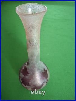 Vase Balustre Legras, Collection Rubis, Hauteur 39cm, Décor Feuilles De Vigne