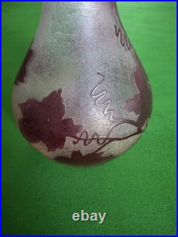 Vase Balustre Legras, Collection Rubis, Hauteur 39cm, Décor Feuilles De Vigne