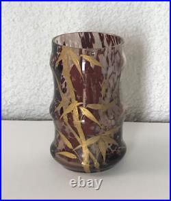 Vase Bambou Motif Vegetal Or Style Leveille