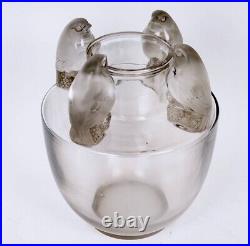 Vase Bellecour Verre Blanc René Lalique R. Lalique Glass Sparrows