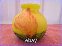Vase Boule Epoque Art Deco En Pate De Verre Lorrain, Daum Vase Boule Epoque Art Deco En Pate De Verre Lorrain, Daum