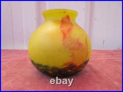 Vase Boule Epoque Art Deco En Pate De Verre Lorrain, Daum Vase Boule Epoque Art Deco En Pate De Verre Lorrain, Daum