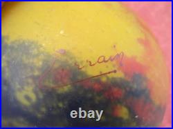 Vase Boule Epoque Art Deco En Pate De Verre Lorrain, Daum Vase Boule Epoque Art Deco En Pate De Verre Lorrain, Daum