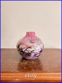 Vase Boule Michele Luzoro Verrerie Biot Verre Soufflé Lampe Inclusion OR Rose