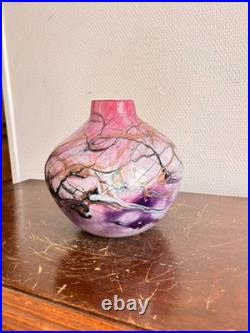 Vase Boule Michele Luzoro Verrerie Biot Verre Soufflé Lampe Inclusion OR Rose
