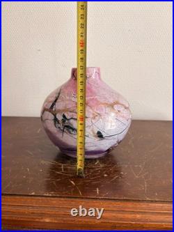 Vase Boule Michele Luzoro Verrerie Biot Verre Soufflé Lampe Inclusion OR Rose