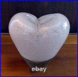 Vase COUR Attribué à André THURET Verre Soufflé Bullé Rose Vintage XXe