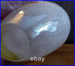 Vase COUR Attribué à André THURET Verre Soufflé Bullé Rose Vintage XXe