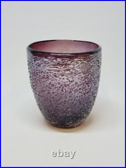 Vase / Cache Pot Verre Soufflé Texturé Style Micheluzzi Glass Ghiaccio Améthyste