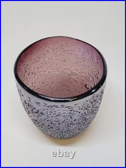 Vase / Cache Pot Verre Soufflé Texturé Style Micheluzzi Glass Ghiaccio Améthyste