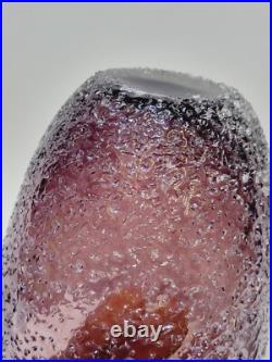 Vase / Cache Pot Verre Soufflé Texturé Style Micheluzzi Glass Ghiaccio Améthyste
