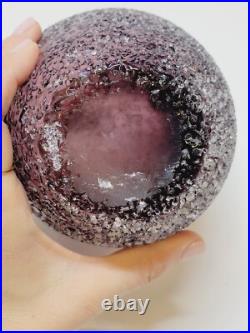 Vase / Cache Pot Verre Soufflé Texturé Style Micheluzzi Glass Ghiaccio Améthyste
