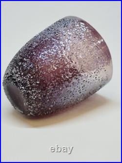 Vase / Cache Pot Verre Soufflé Texturé Style Micheluzzi Glass Ghiaccio Améthyste