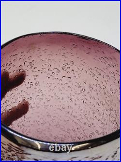 Vase / Cache Pot Verre Soufflé Texturé Style Micheluzzi Glass Ghiaccio Améthyste