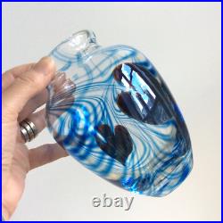 Vase Coeurs & Volutes Vintage Verre soufflé Bleu Signé Pierre Marion