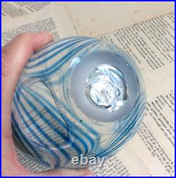 Vase Coeurs & Volutes Vintage Verre soufflé Bleu Signé Pierre Marion