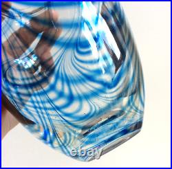 Vase Coeurs & Volutes Vintage Verre soufflé Bleu Signé Pierre Marion