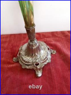 Vase Cornet Dégagé à L'acide Décor Iris Émaillé Polychrome LEGRAS vers 1900 Rare