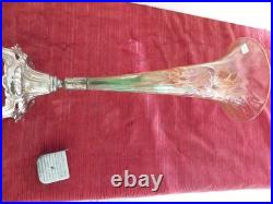 Vase Cornet Dégagé à L'acide Décor Iris Émaillé Polychrome LEGRAS vers 1900 Rare