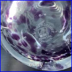 Vase Cristal Michel Steiner France Décor Moucheté Violet