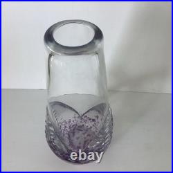 Vase Cristal Michel Steiner Vintage France Décor Moucheté Violet