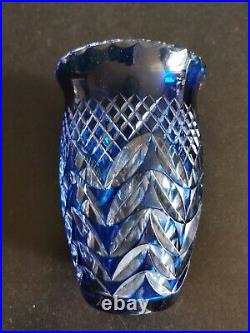 Vase Cristal Taillé Bleu Lorraine 1, 4 Kg