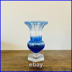 Vase Cristal de Paris bleu taillé Modèle Galleria N°2