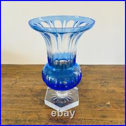 Vase Cristal de Paris bleu taillé Modèle Galleria N°2