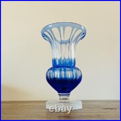 Vase Cristal de Paris bleu taillé Modèle Galleria N°2