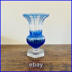 Vase Cristal de Paris bleu taillé Modèle Galleria N°2